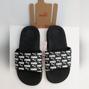 PUMA Boys Cool Cat Slide Sandals Black And White Size Kids Size 3 Shoes